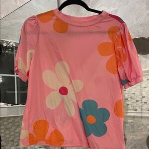 Floral Pink T-Shirt with Colorful Flowers